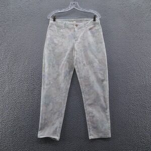 Boston Proper Womens Slim Leg‎ Ankle Jeans Size 8 Ivory Blue Floral Print